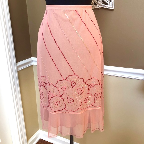 Vintage | BCBGMaxAzria | Sequin Mesh Midi Skirt - Picture 2 of 6